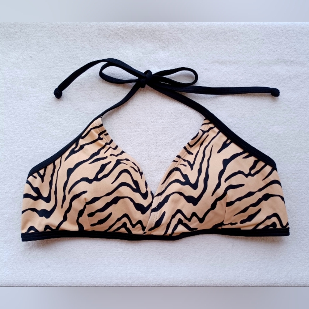 VENUS Black and Tan Bikini Top, Size 12